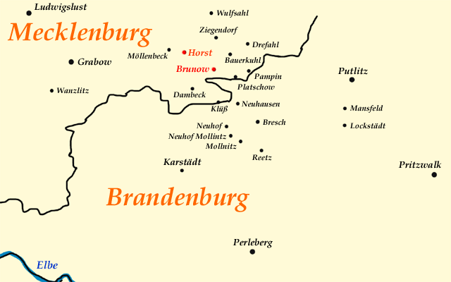 Map of villages in Brunow area
