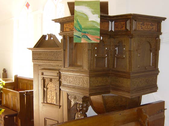 Picture of pulpit in Brunow Church