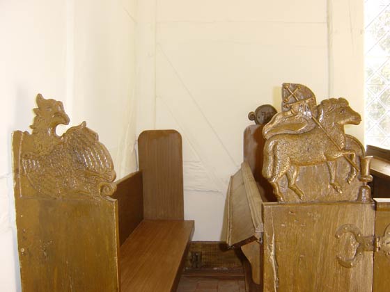 Picture of carved bench in Brunow Church