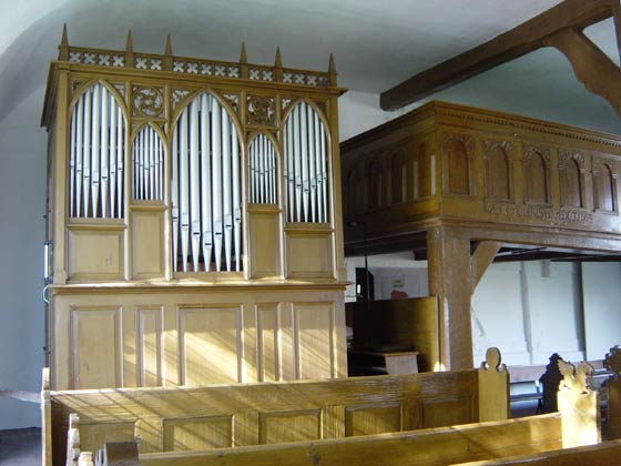 Picture of organ and gallery in Brunow Church
