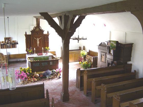 Picture of church sanctuary, view from the gallery during Erntefest